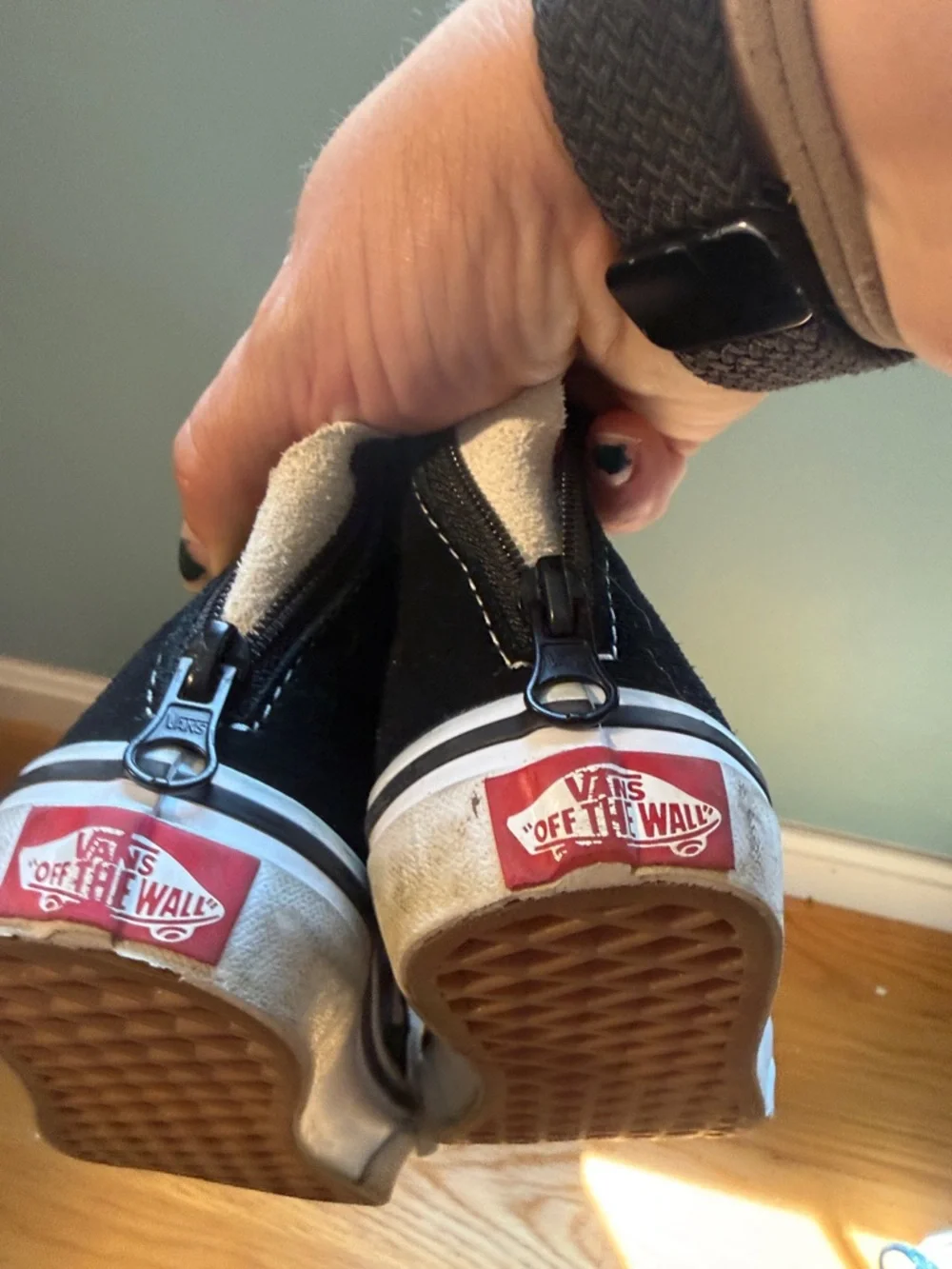 Vans Kids Black High-Top Sneakers with White Laces
